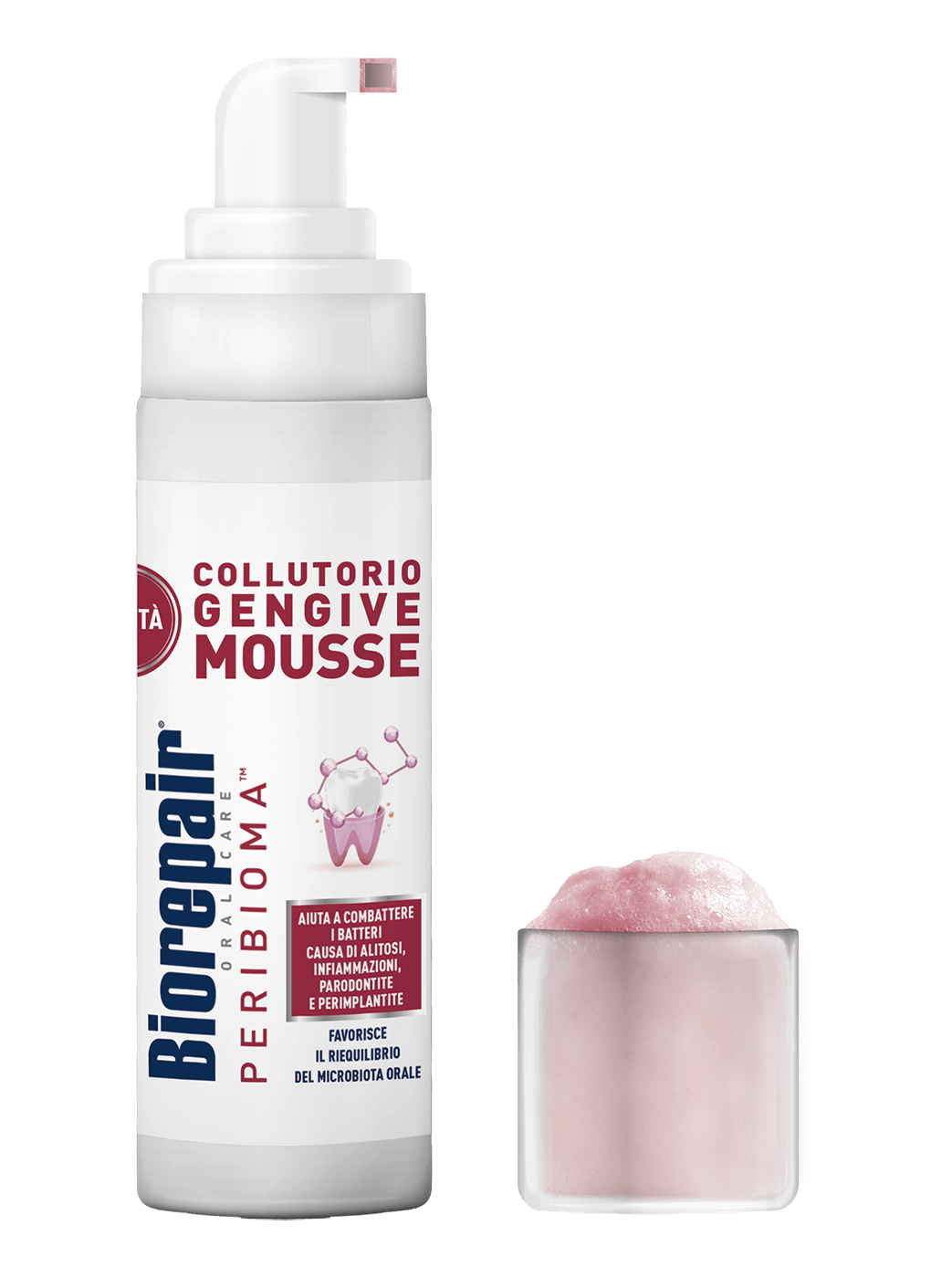 Collutorio in mousse con Peribioma® senza tappo